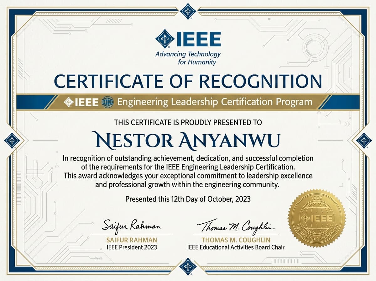 IEEE Engineering Leadership Certification Certificate